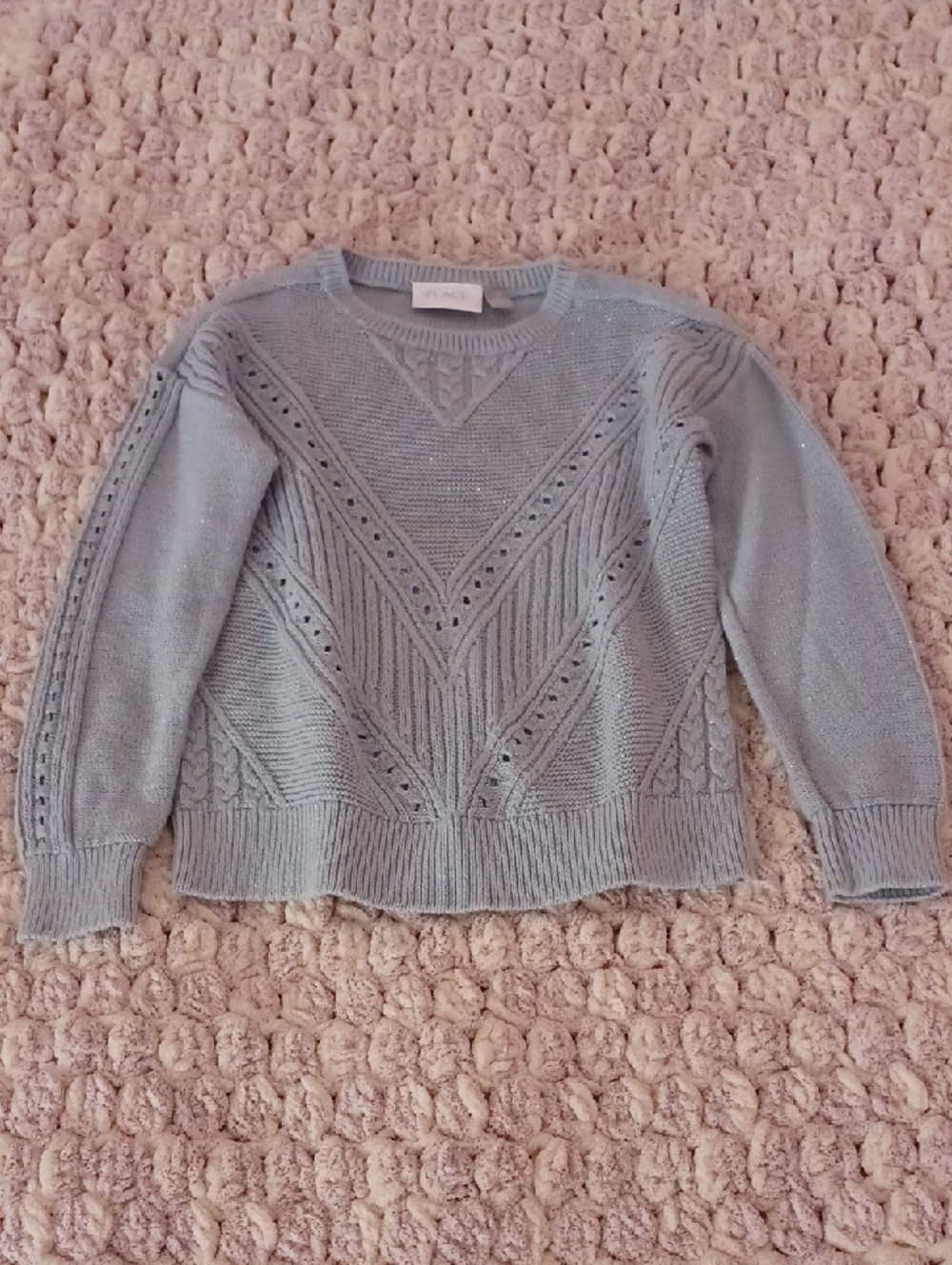The Children's Place Light Blue Knit Crewneck Sweater with Metallic Shimmer